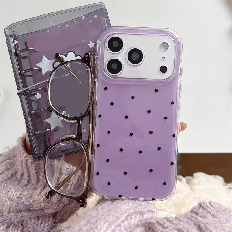 Phone Cases Girly - Kore Tarzı Kız Basit Mor Puantiyeli
