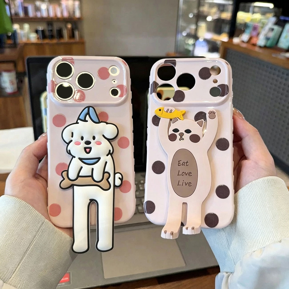 Phone Cases With Stand - Sevimli Puantiyeli Telefon Kılıfı Samsung A57