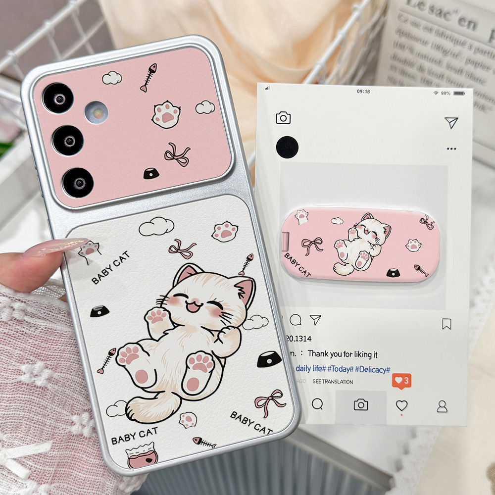 Phone Cases With Stand - Karikatür Sevimli Kedi Telefon Kılıfı Samsung