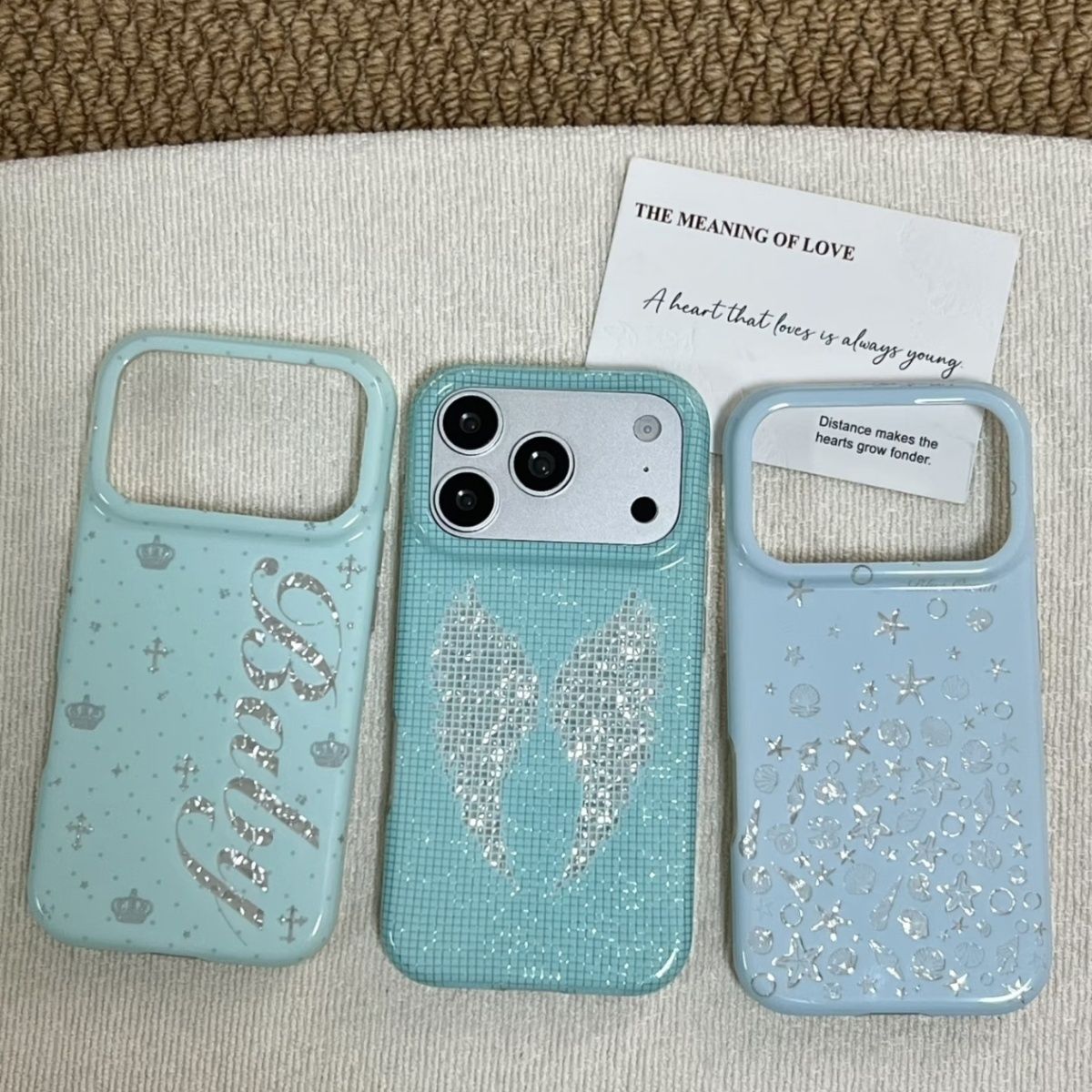 Phone Cases Amazon - Kore Tarzı Nane Yeşili İngilizce Haç