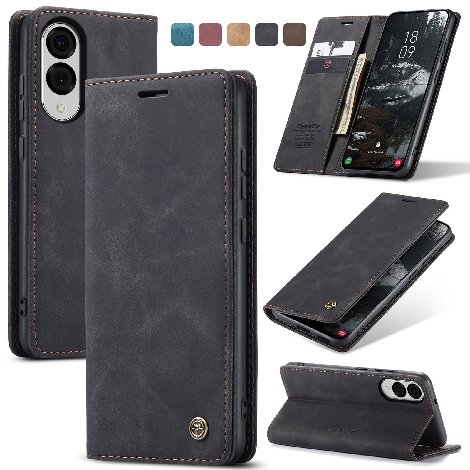 Leather Folio Wallet Case - Samsung Galaxy S25 Edge için Flip