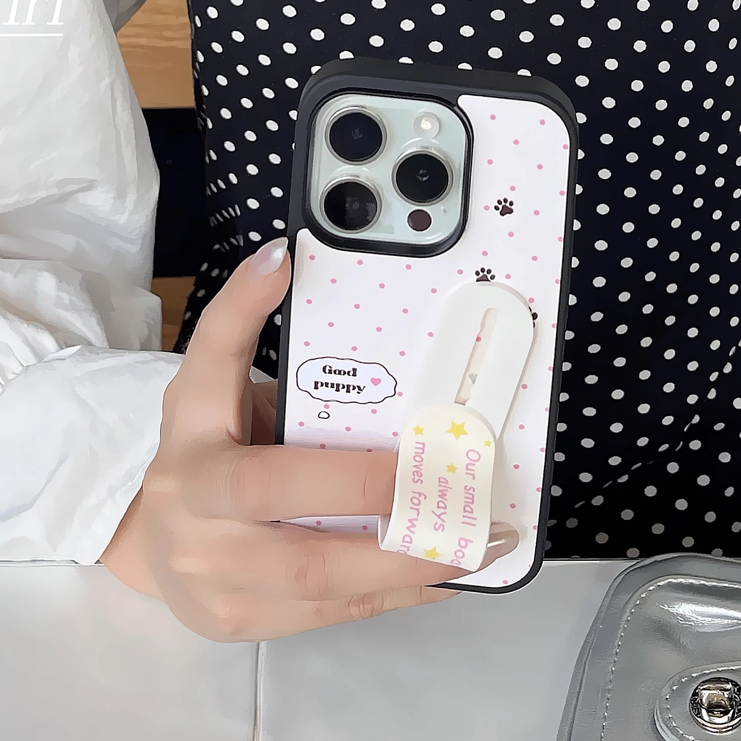 Phone Cases With Stand - INS Pembe Dalga Desenli İyi Köpek