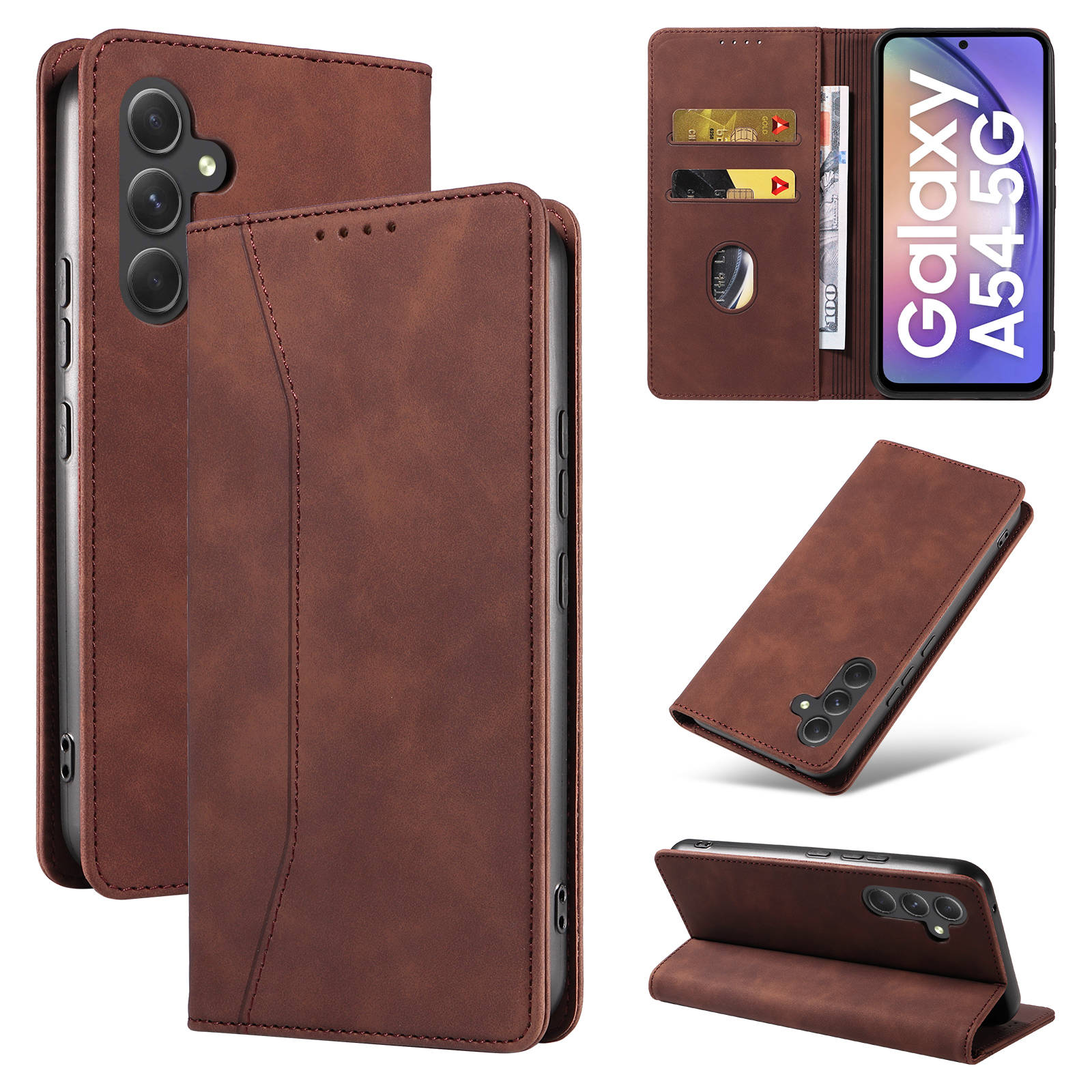 Leather Folio Wallet Case - Flip cüzdan kılıf Samsung Galaxy için
