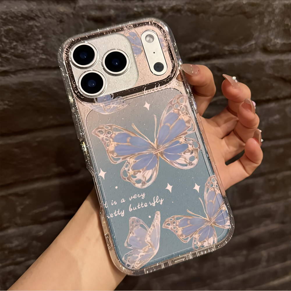 Lüks Mavi Kelebek Şeffaf Simli - Phone Cases Online incelemesi ve fiyatı