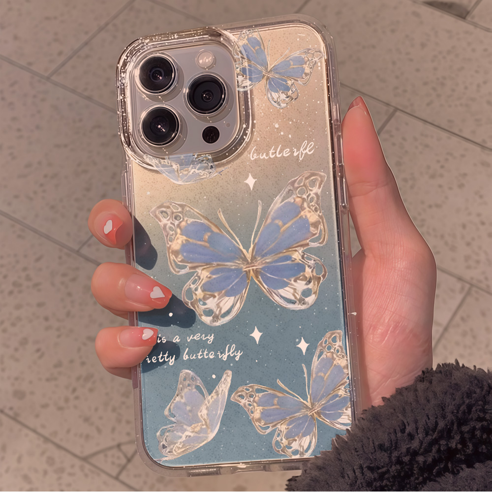 Lüks Mavi Kelebek Şeffaf Simli - Phone Cases Online incelemesi ve fiyatı